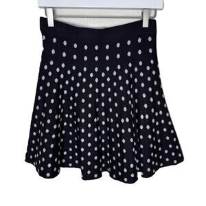 NWT Bethany Mota Black & Gray Polka Dot Reversible Knit Skater Skirt, Medium